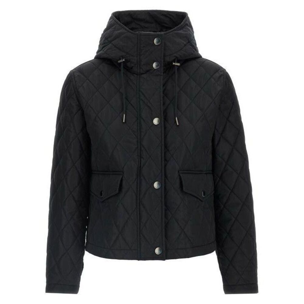 Cropped Quilted Nylon Hooded Jacket Quilting